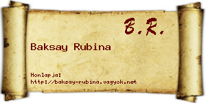 Baksay Rubina névjegykártya